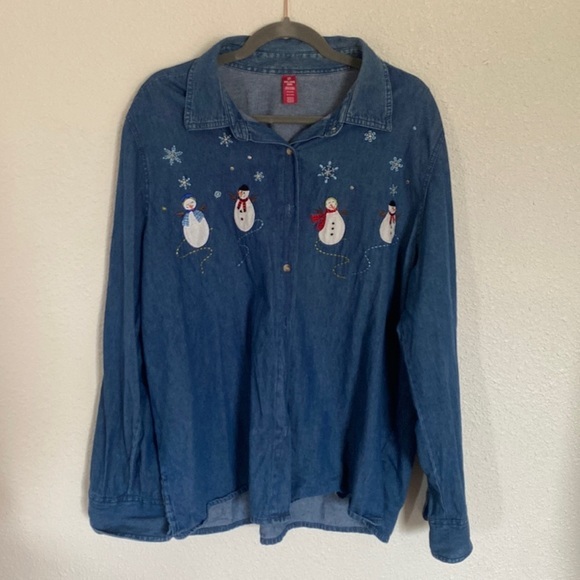 90s chambray Xmas Shirt‎ - Picture 1 of 3